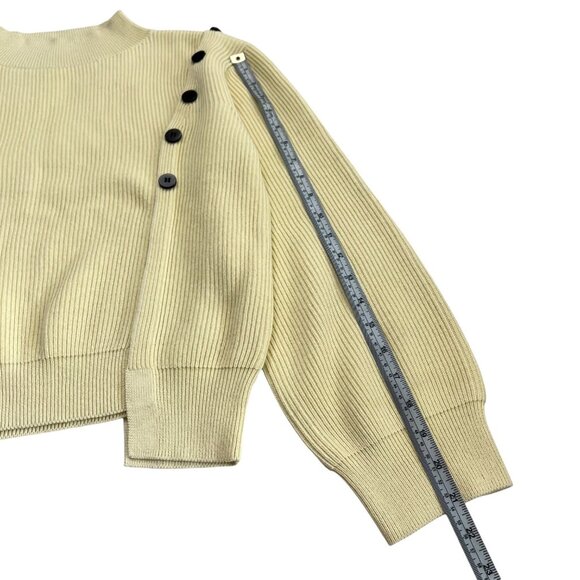 Fray I.D‎ Cotton Cashmere Blend Butter Yellow Sweater S Minimalist Quiet Luxury - Picture 8 of 8